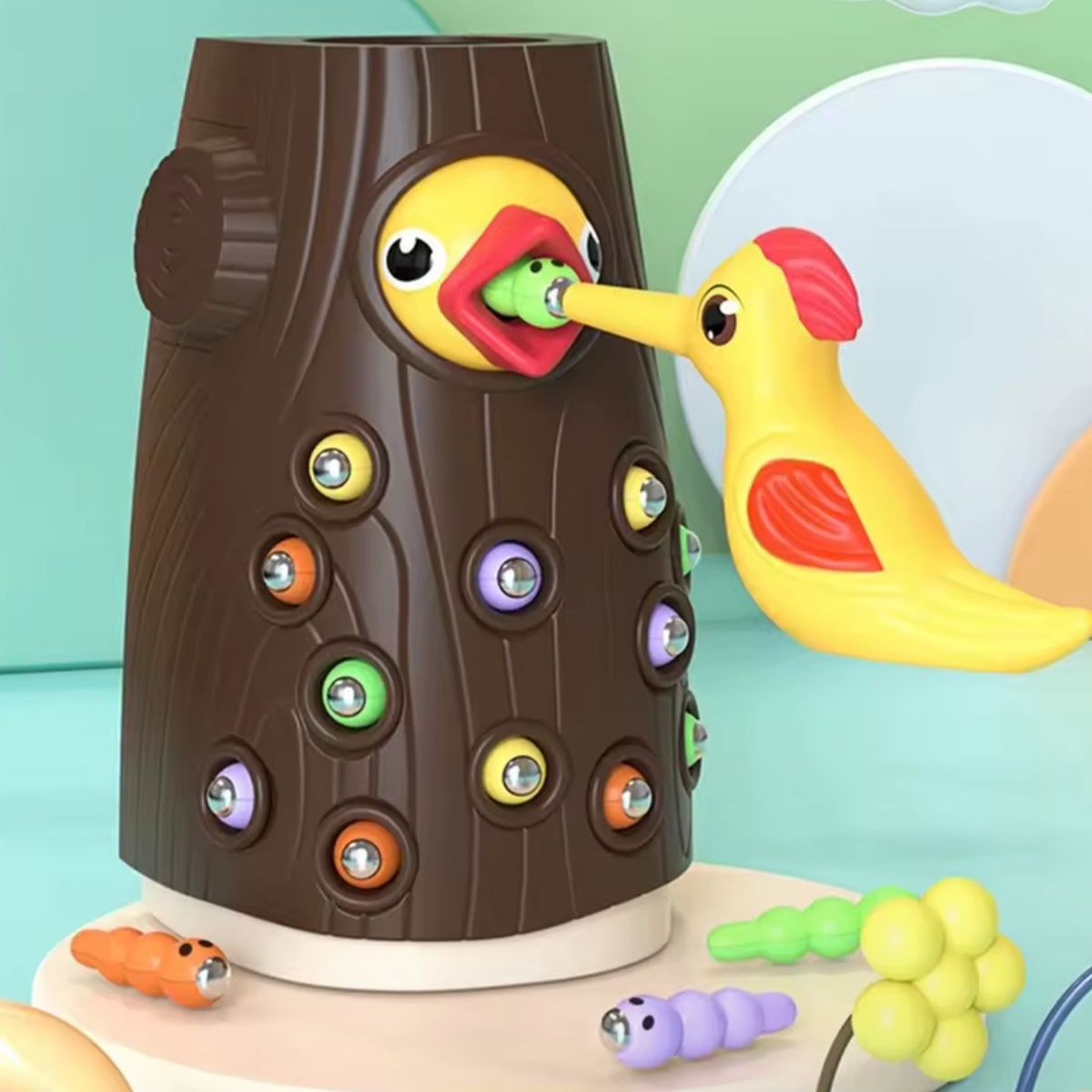 GENERICO - Juego Encaje Montessori Motricidad Pájaro Carpintero Tronco