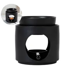 GENERICO - Porta Vela Lámpara Difusor de Cerámica Negro Hogar Aromaterapia
