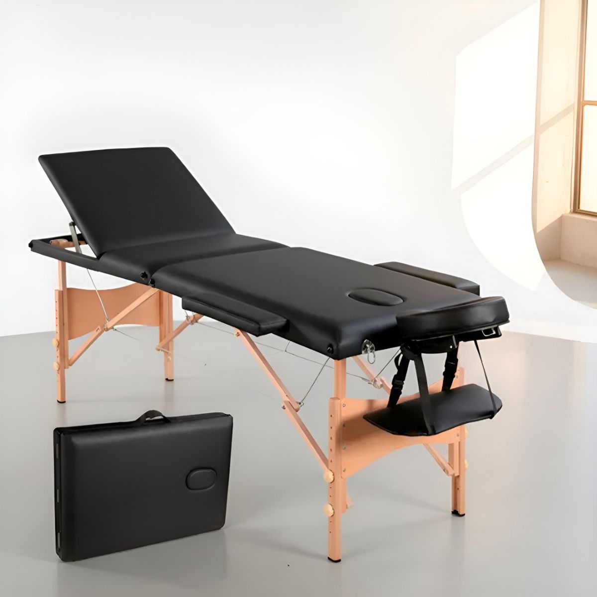 HOMEBRANDT - Camilla Para Masajes Estetica Plegable De Madera Negro