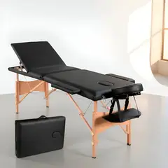HOMEBRANDT - Camilla Para Masajes Estetica Plegable De Madera Negro