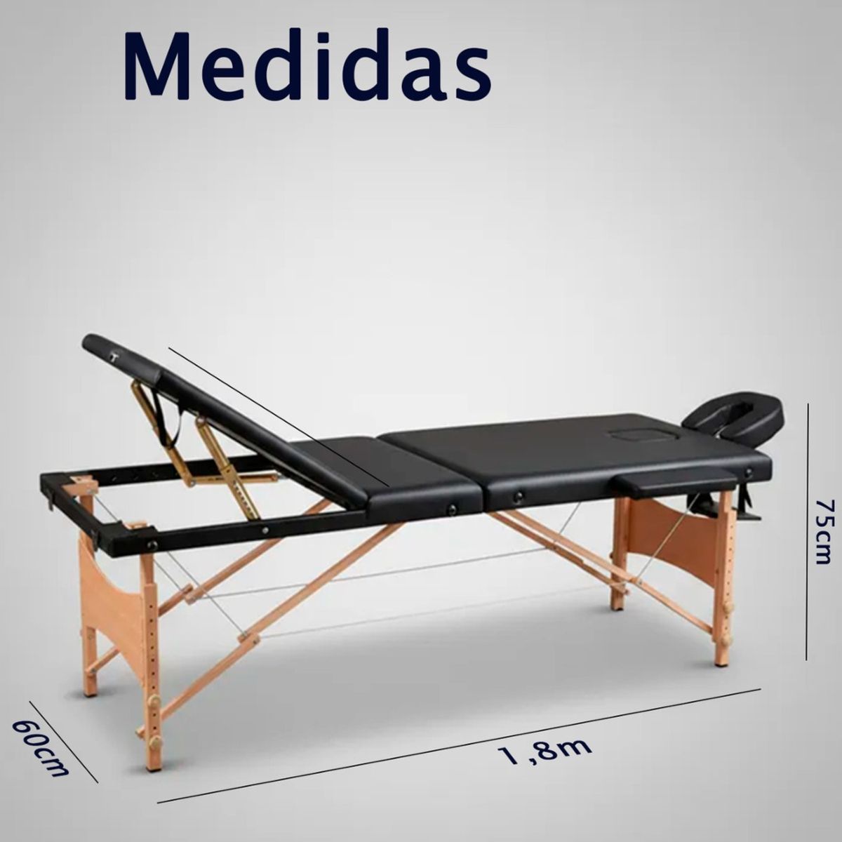 HOMEBRANDT - Camilla Para Masajes Estetica Plegable De Madera Negro
