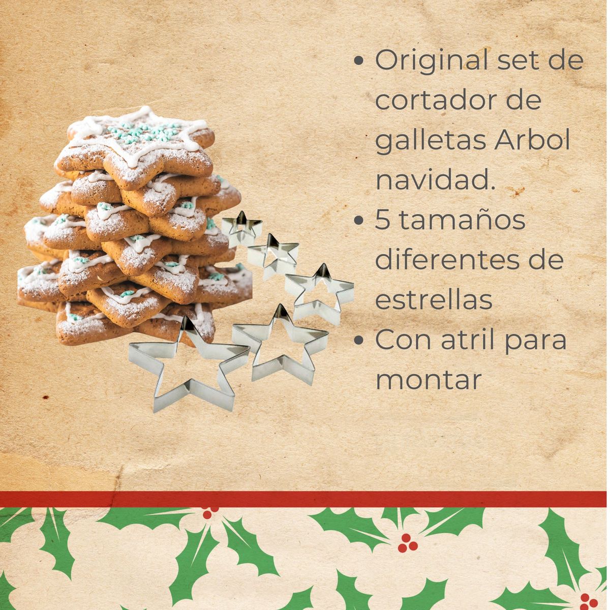 LA SOLUZIONE - Set Moldes de Galletas Árbol de Navidad La Soluzione – 9 Piezas