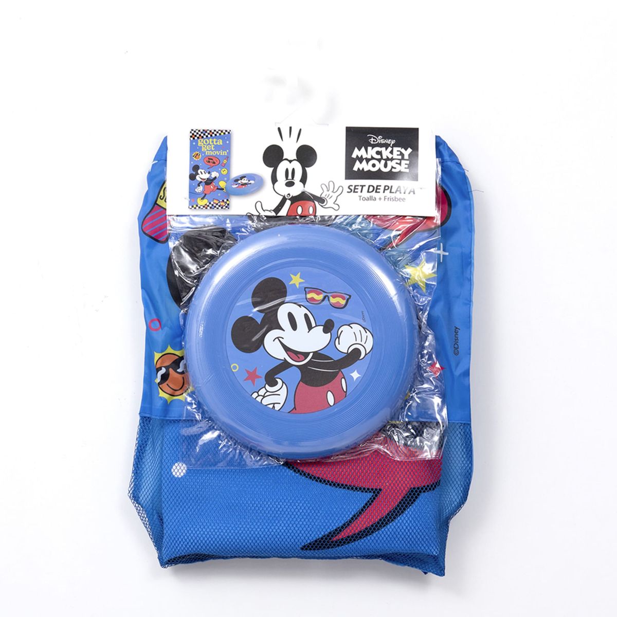 MASHINI - Set Toalla 70x140 cm + Frisbee Mickey Movin