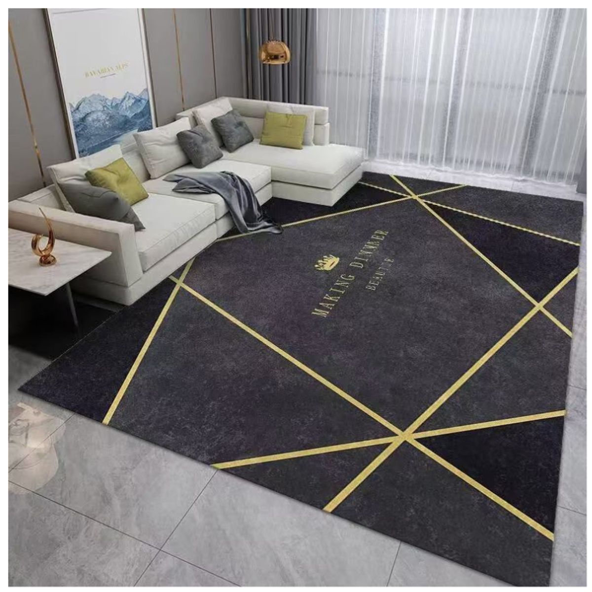 GENERICO - Alfombra Moderna Geométrico 3D Antideslizante 200x180cm
