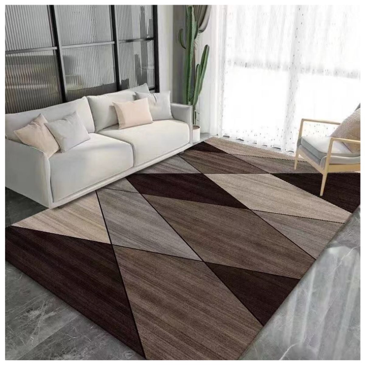 GENERICO - Alfombra Moderna Geométrico 3D Antideslizante 200x180cm