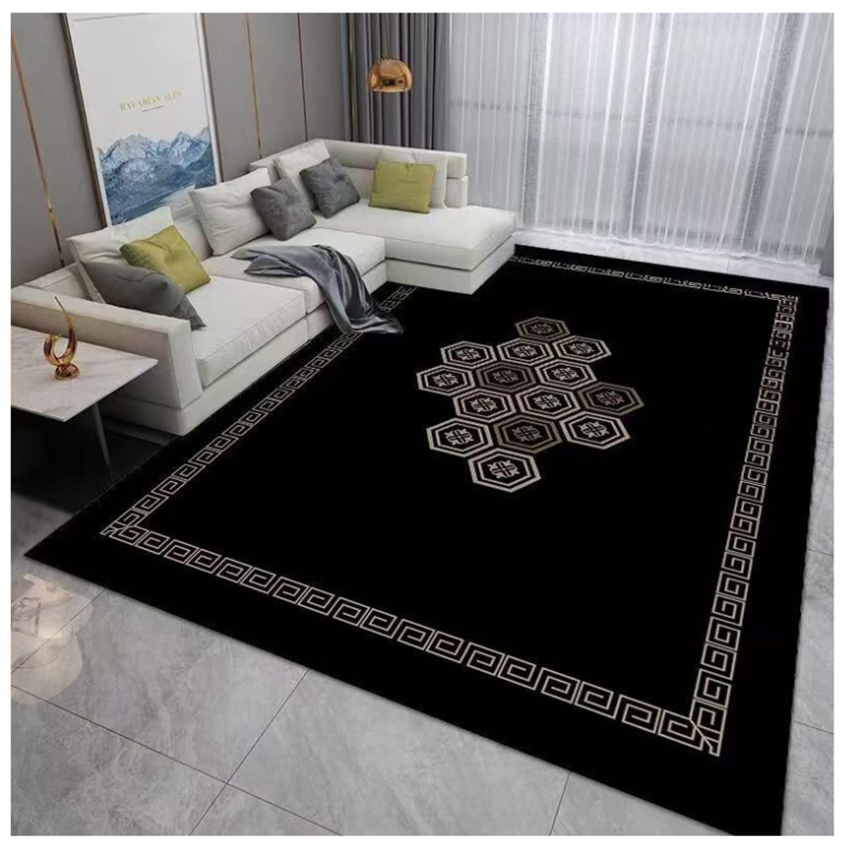 GENERICO - Alfombra Moderna Geométrico 3D Antideslizante 200x180cm