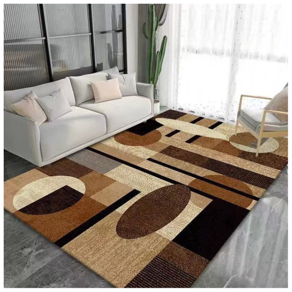 GENERICO - Alfombra Moderna Geométrico 3D Antideslizante 200x180cm