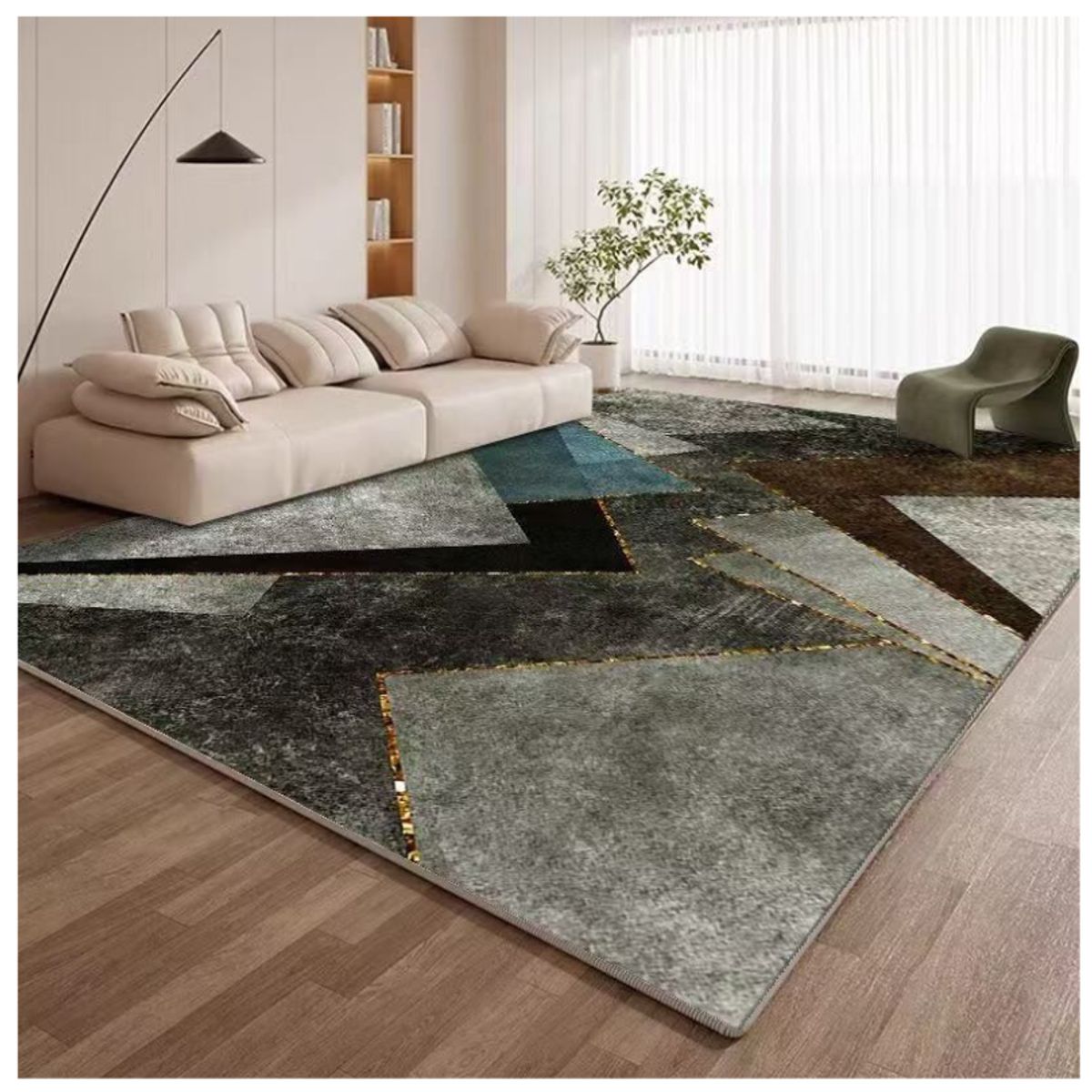 GENERICO - Alfombra Moderna Geométrico 3D Antideslizante 200x180cm