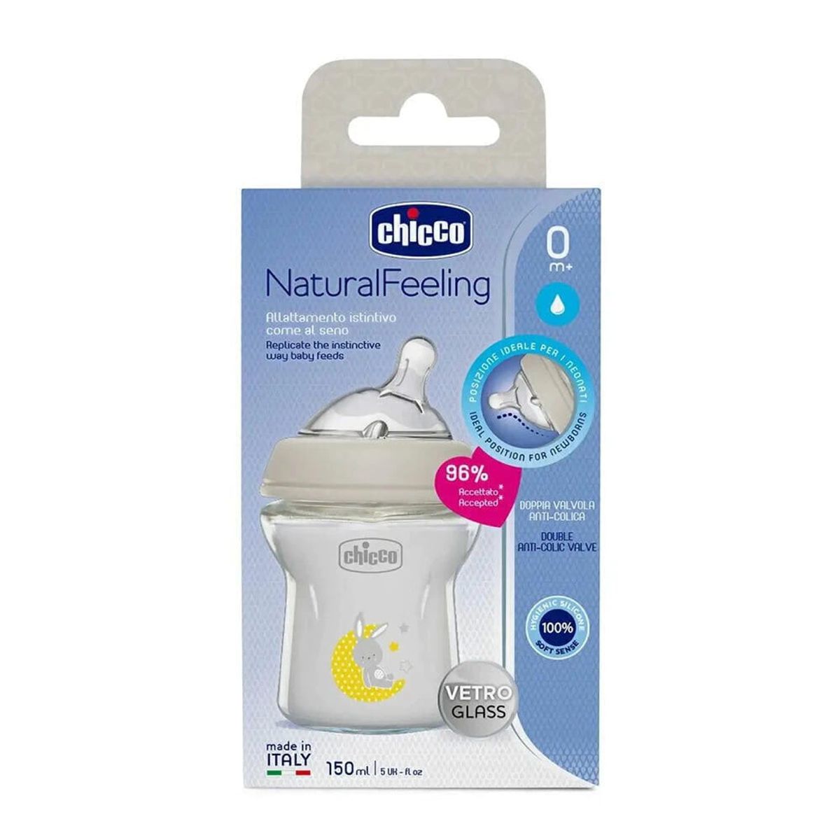 CHICCO - Mamadera Natural CHICCO Feeling Vidrio 150ml 0m+