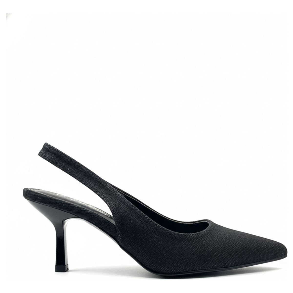 BOVINITA - Zapato Tacon Mujer Slingback Medio Punta Fina Negro Elegante