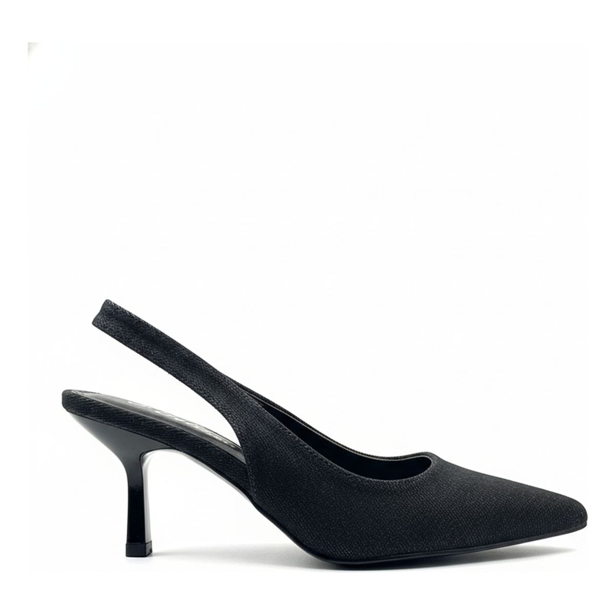 BOVINITA - Zapato Tacon Mujer Slingback Medio Punta Fina Negro Elegante