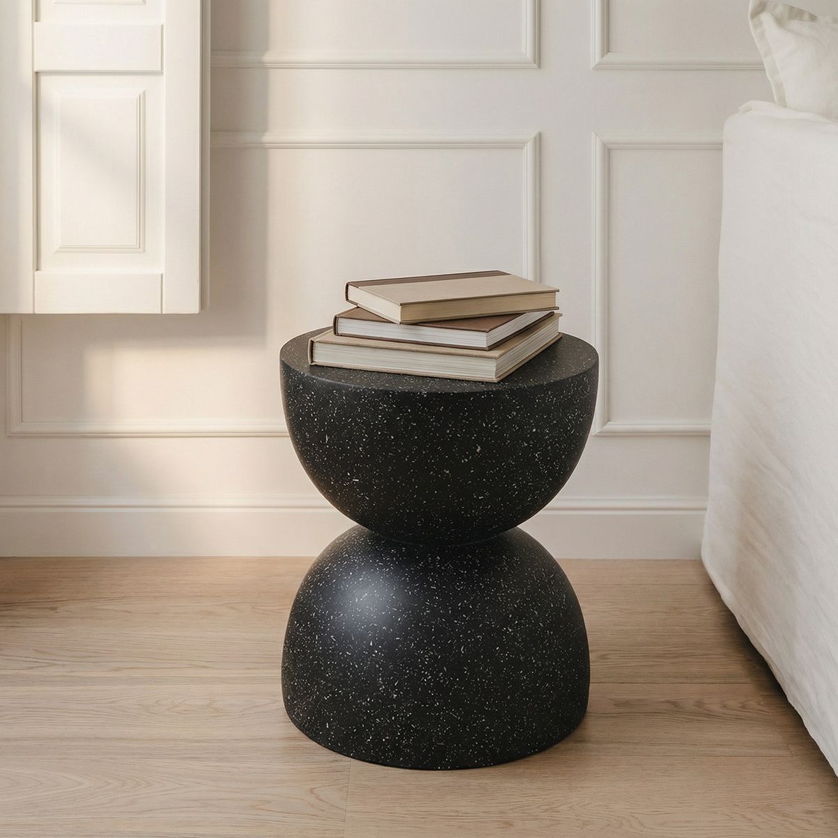 SANTU HOME & DECO - Mesa Lateral Piedra Luna Tempus Negro