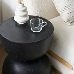 SANTU HOME & DECO - Mesa Lateral Piedra Luna Tempus Negro