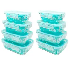 ALLEGRA - Pack 8 herméticos de vidrio rectangulares