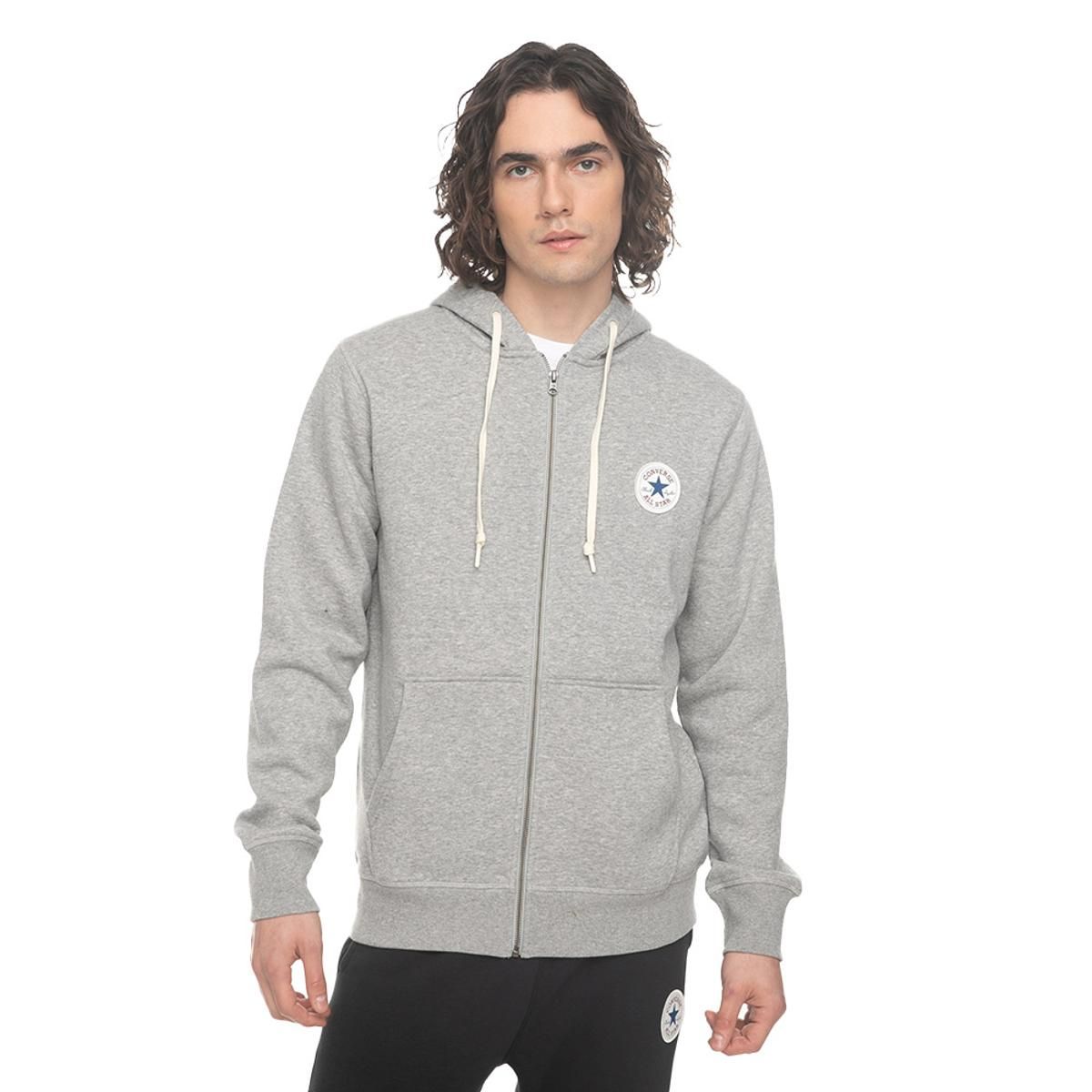 CONVERSE - Polerón Converse Core Full Zipper Hoodie Hombre Gris