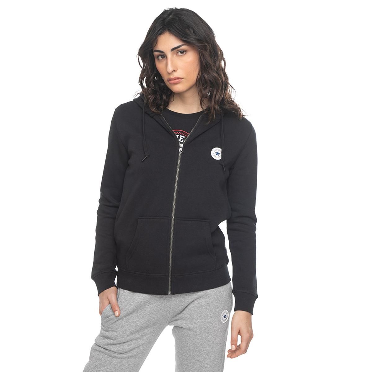 CONVERSE - Polerón Converse Core Chuck Patch Mujer Negro