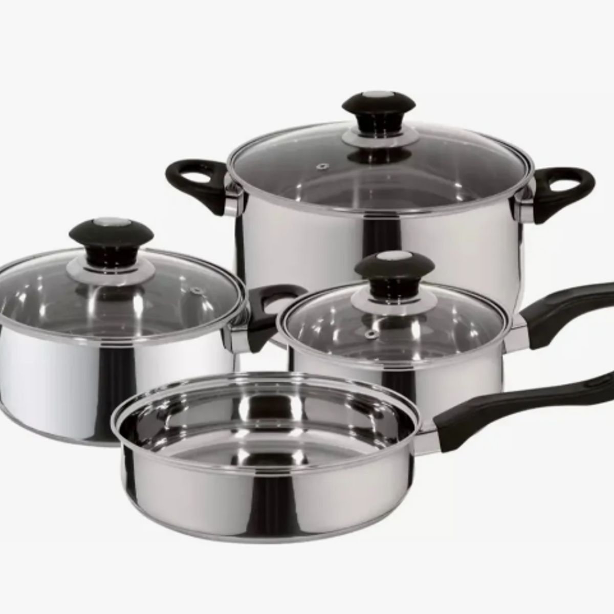 GENERICO - Ollas Batería 7 Piezas Acero Inoxidable