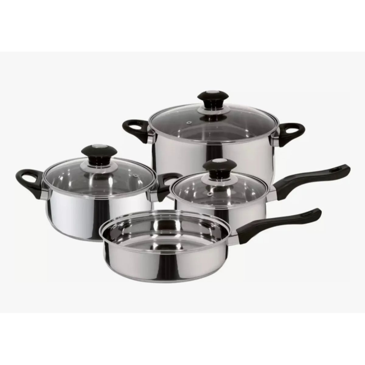 GENERICO - Ollas Batería 7 Piezas Acero Inoxidable