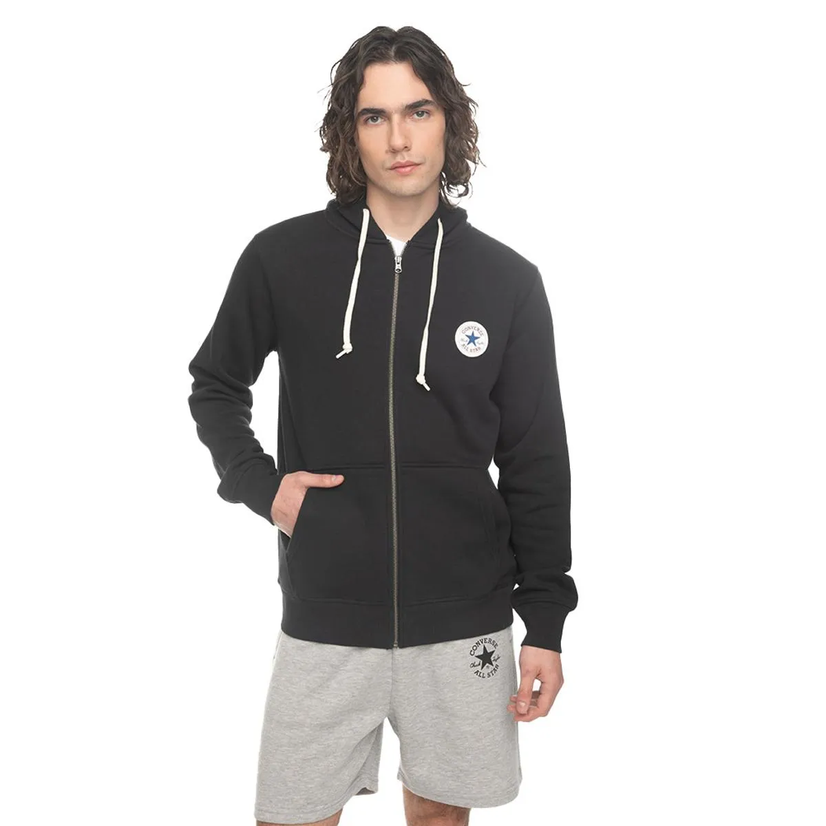 CONVERSE - Polerón Converse Core Full Zipper Hoodie Hombre Negro