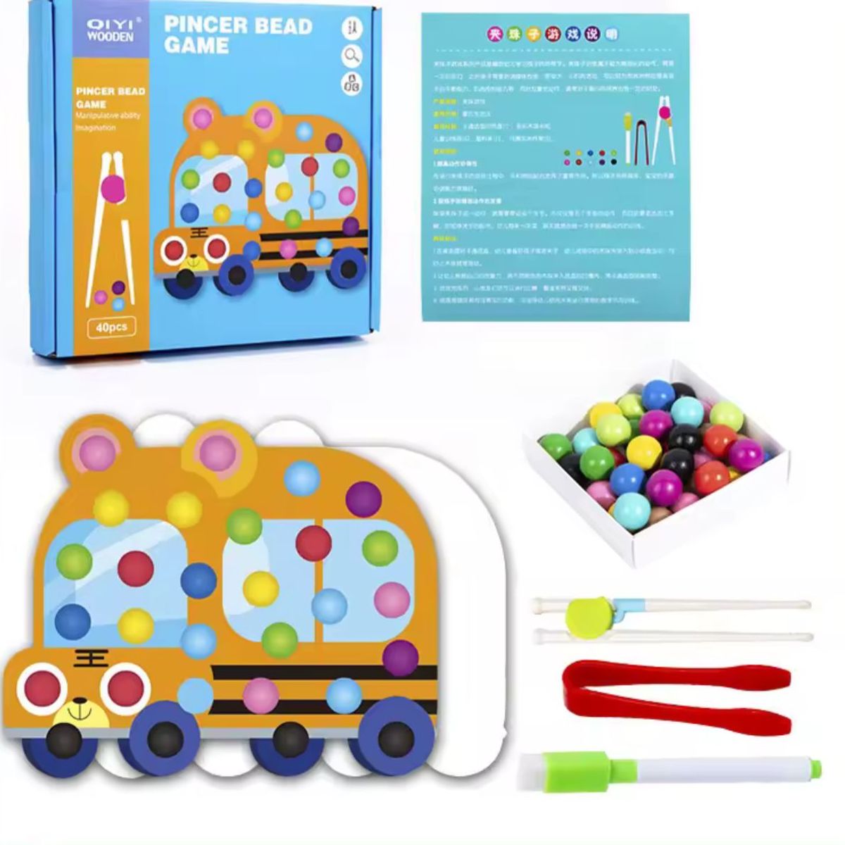 GENERICO - Juego Montessori De Motricidad Fina Con Pinzas Y Bolas