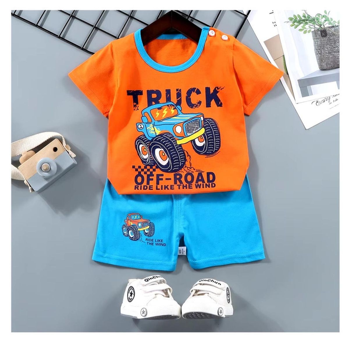 KIVARA - Pijama Niño Algodon Manga Corta Short Truck