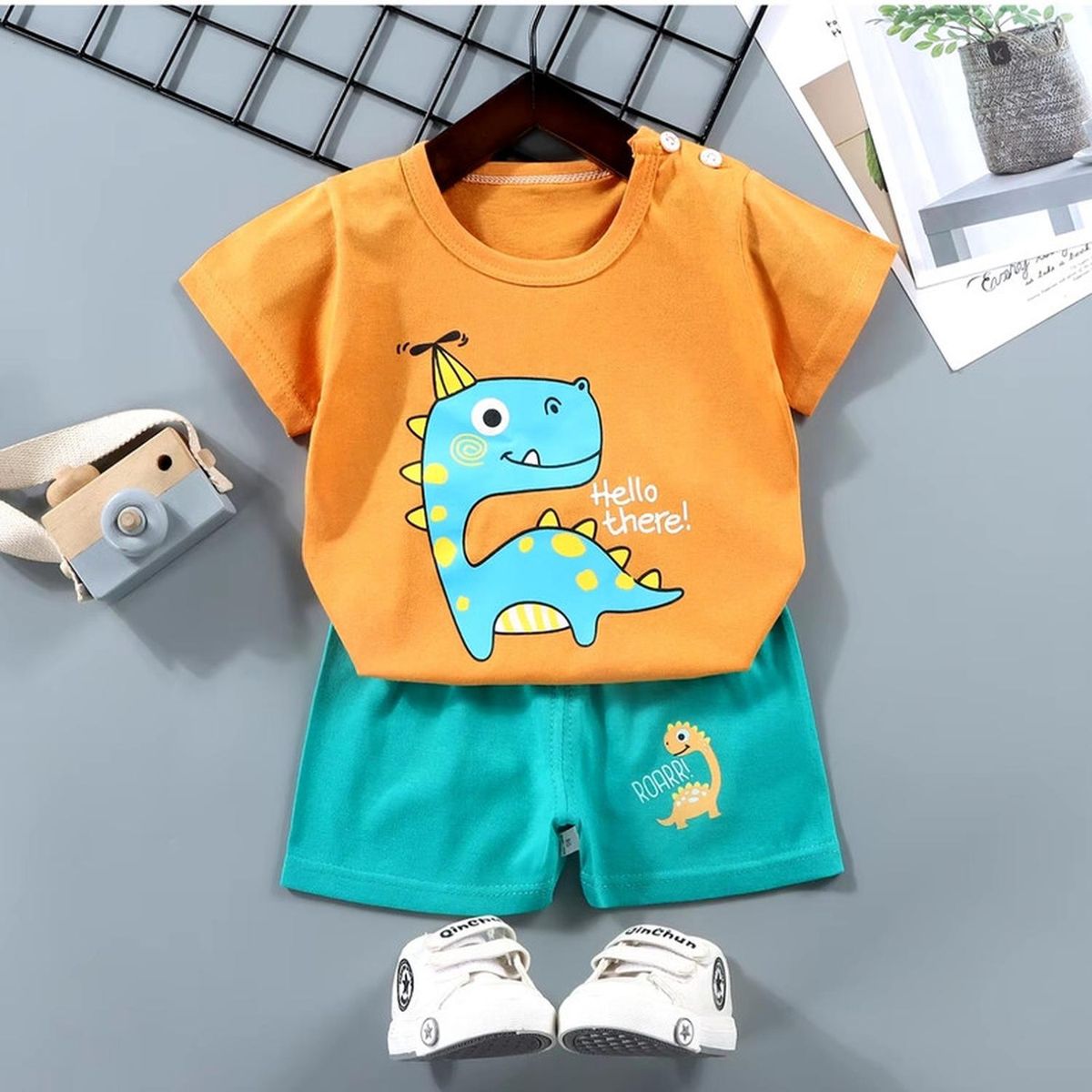 KIVARA - Pijama Niño Algodon Manga Corta Short Dino Jr