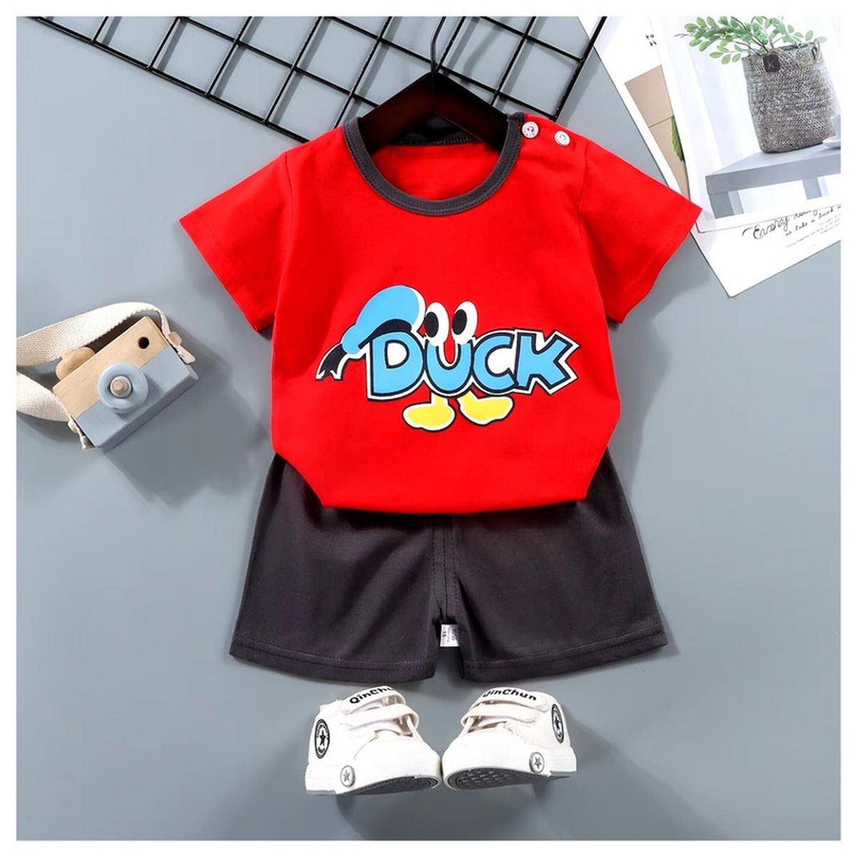 KIVARA - Pijama Niño Algodon Manga Corta Short Duck