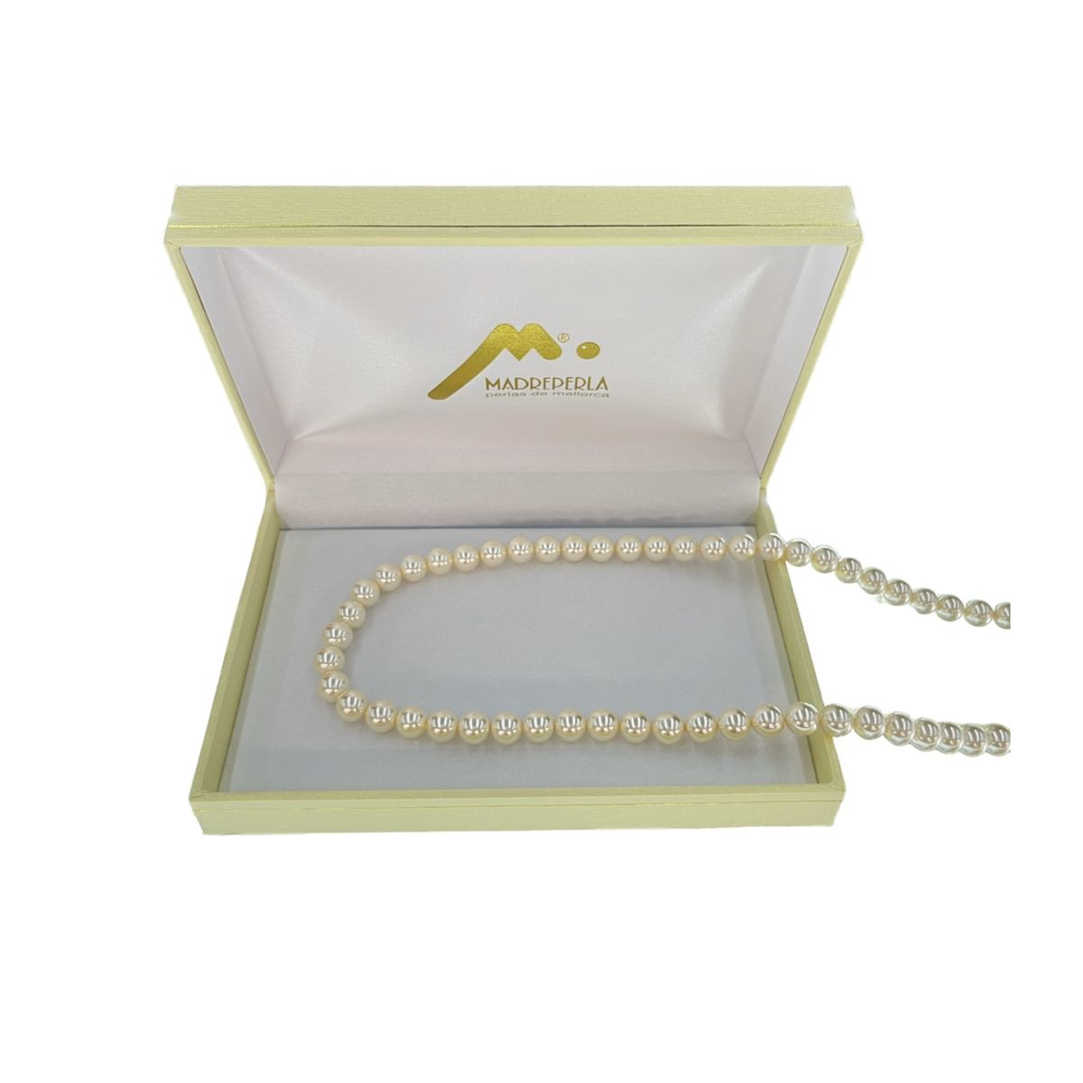 MALLORCA - Collar de Perlas 50cm 9mm de Mallorca Enchapado en Oro Broche Timón