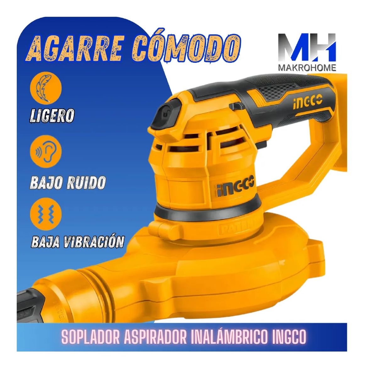INGCO - Soplador Aspirador Inalambrico Ingco 20v 3 Velocidades