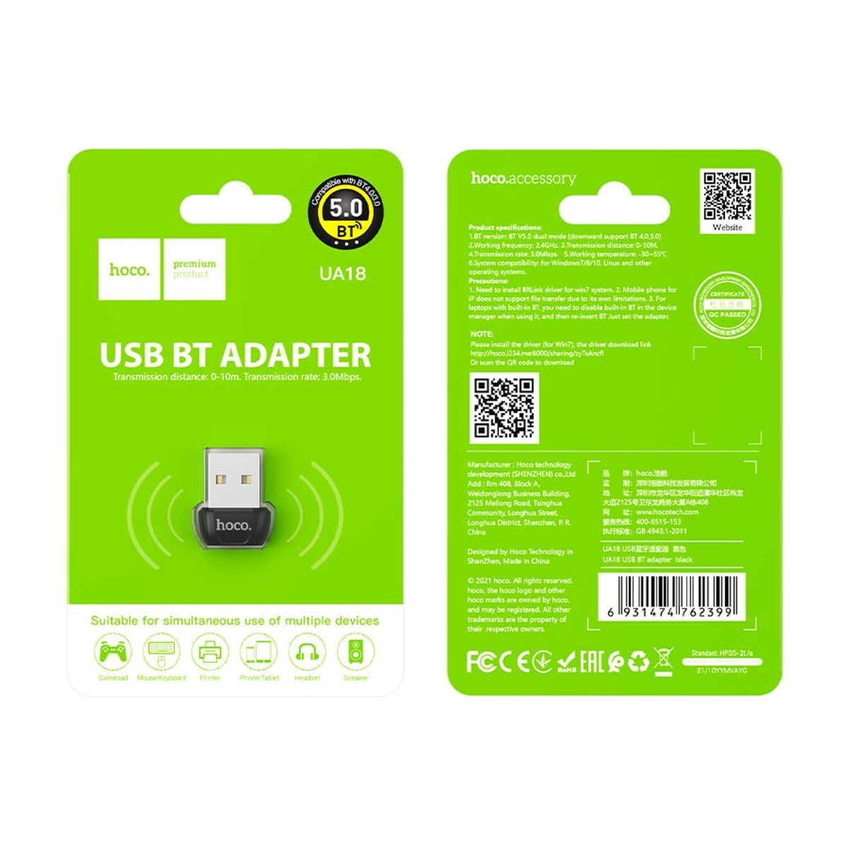 HOCO - Adaptador USB Bluetooth hoco UA18