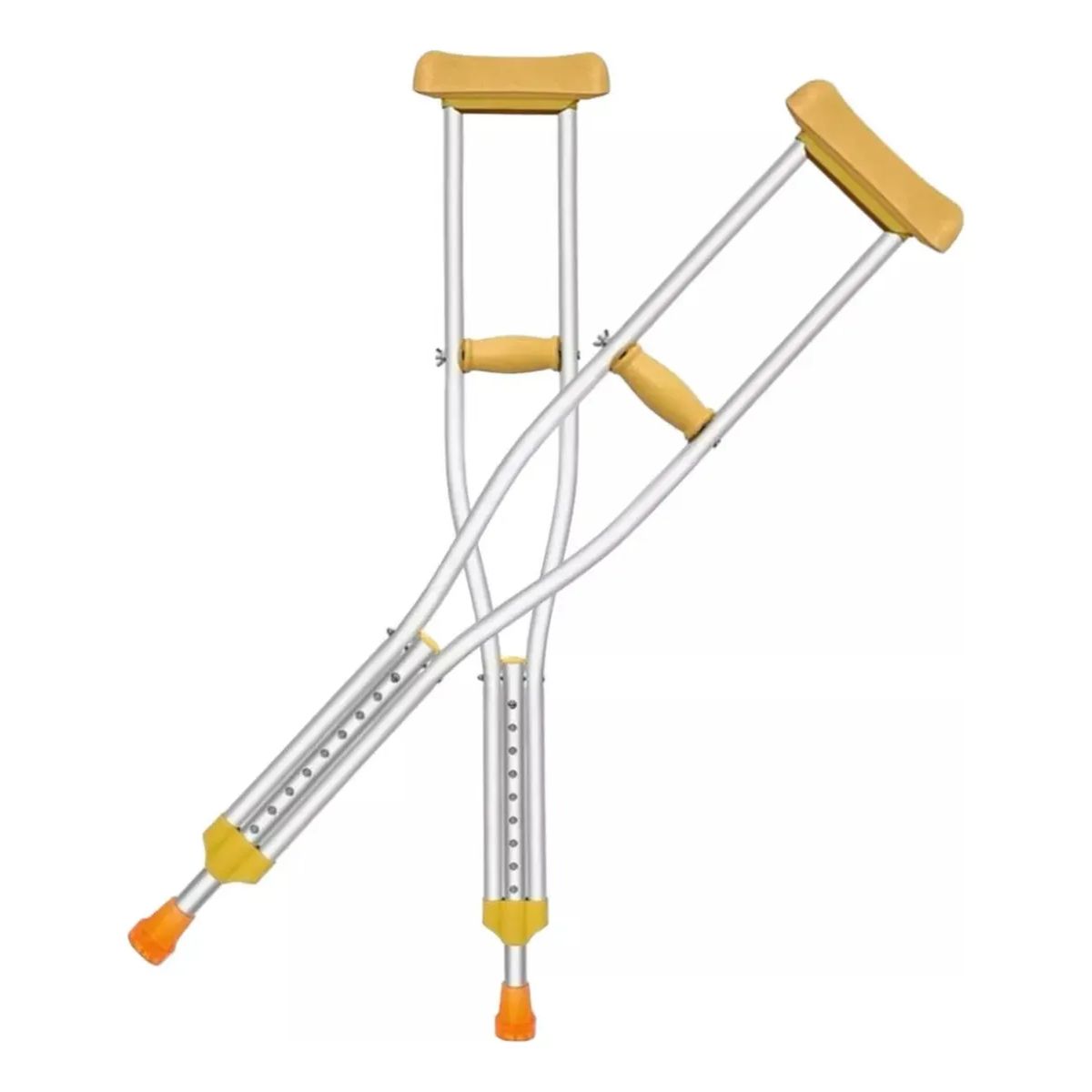 GENERICO - 2 Baston Muletas Axilares De Aluminio Regulables Ortopedicas - Beige