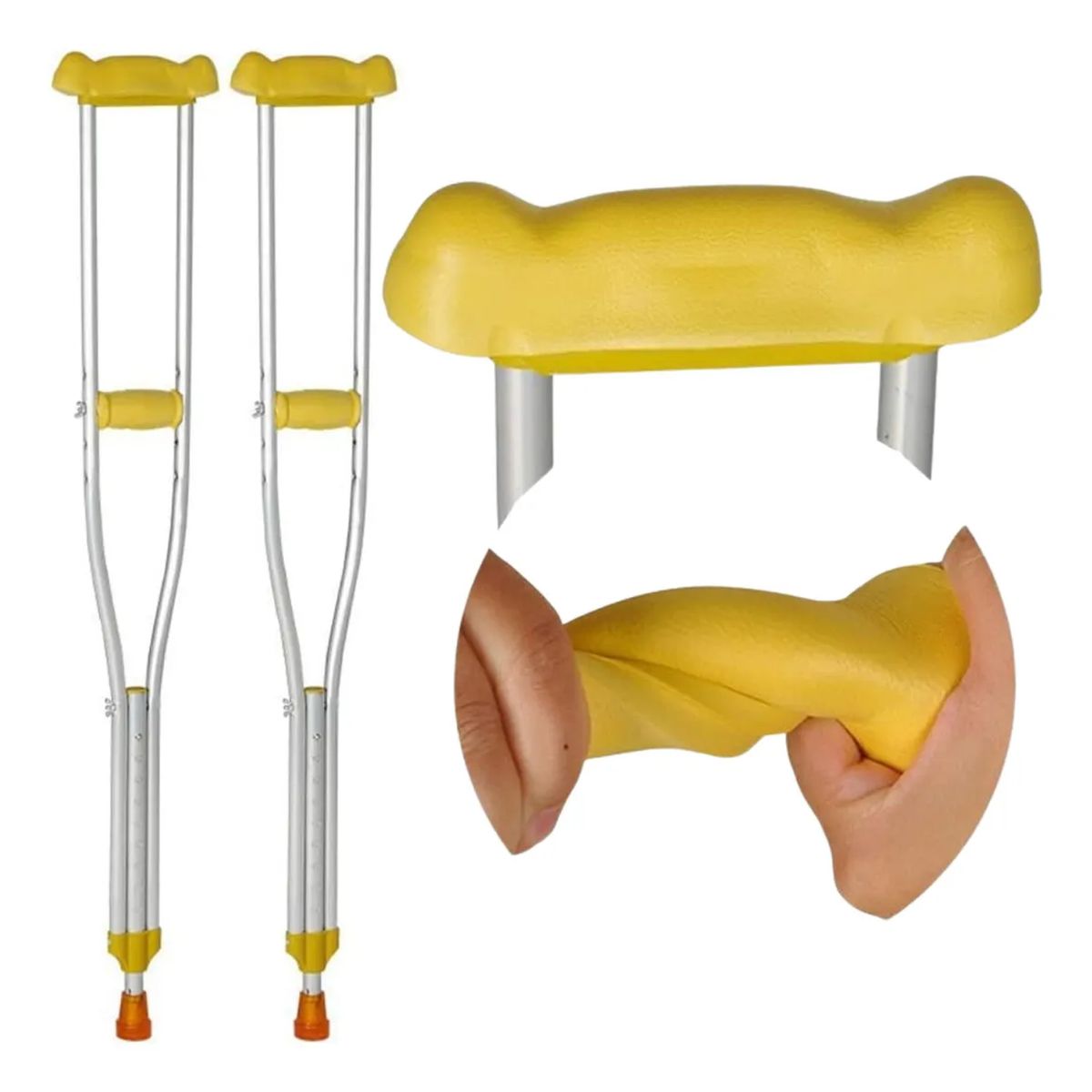GENERICO - 2 Baston Muletas Axilares De Aluminio Regulables Ortopedicas - Beige