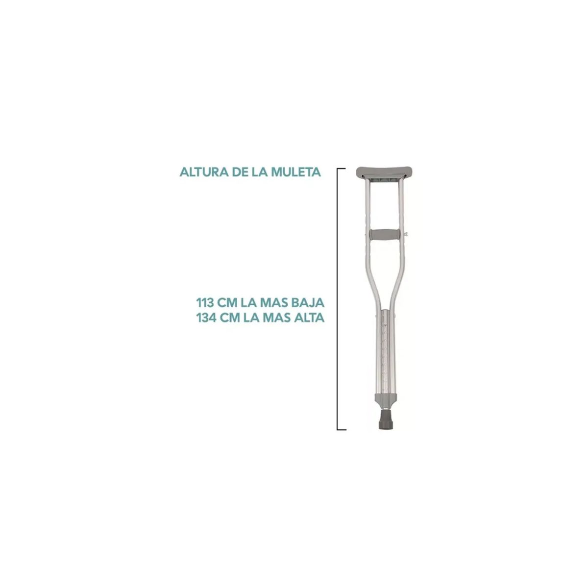 GENERICO - 2 Baston Muletas Axilares De Aluminio Regulables Ortopedicas - Gris