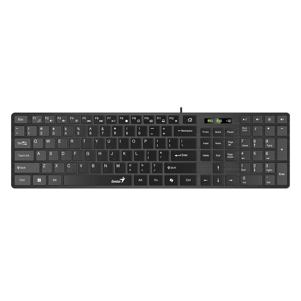 GENIUS - Teclado Slim Genius SlimStar 126 Copilot, USB, Negro, Diseño delgado y práctico