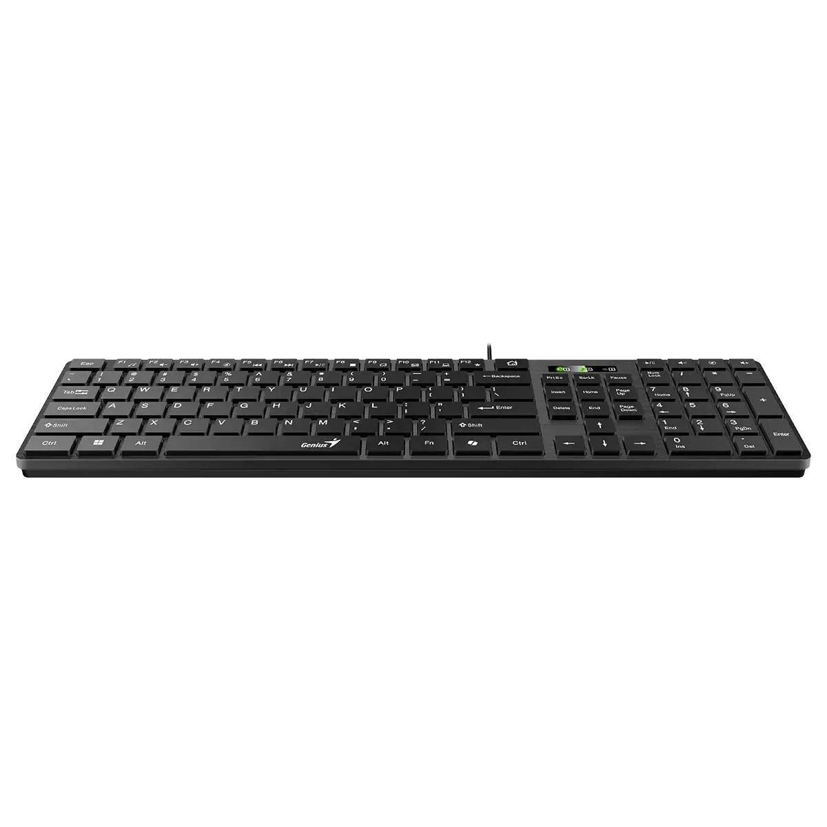 GENIUS - Teclado Slim Genius SlimStar 126 Copilot, USB, Negro, Diseño delgado y práctico