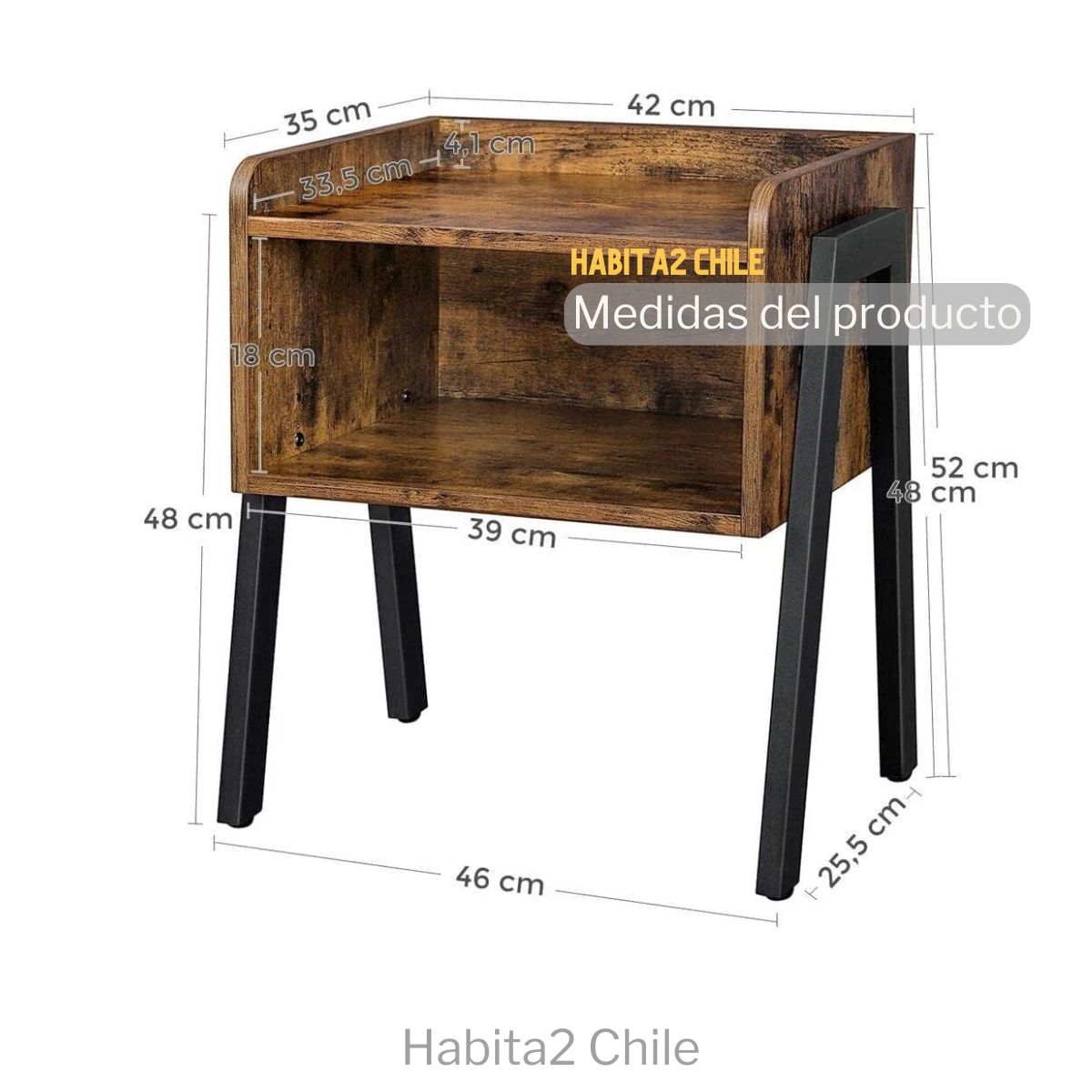 HABITA2 CHILE - Pack 2 Mesa Auxiliar Velador Rustic