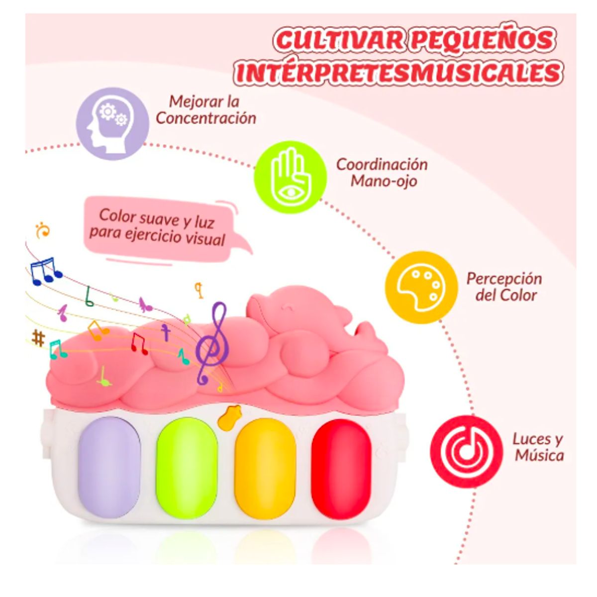 GENERICO - Alfombra Gimnasio Musical Con Piano Juguete Para Bebé Rosa