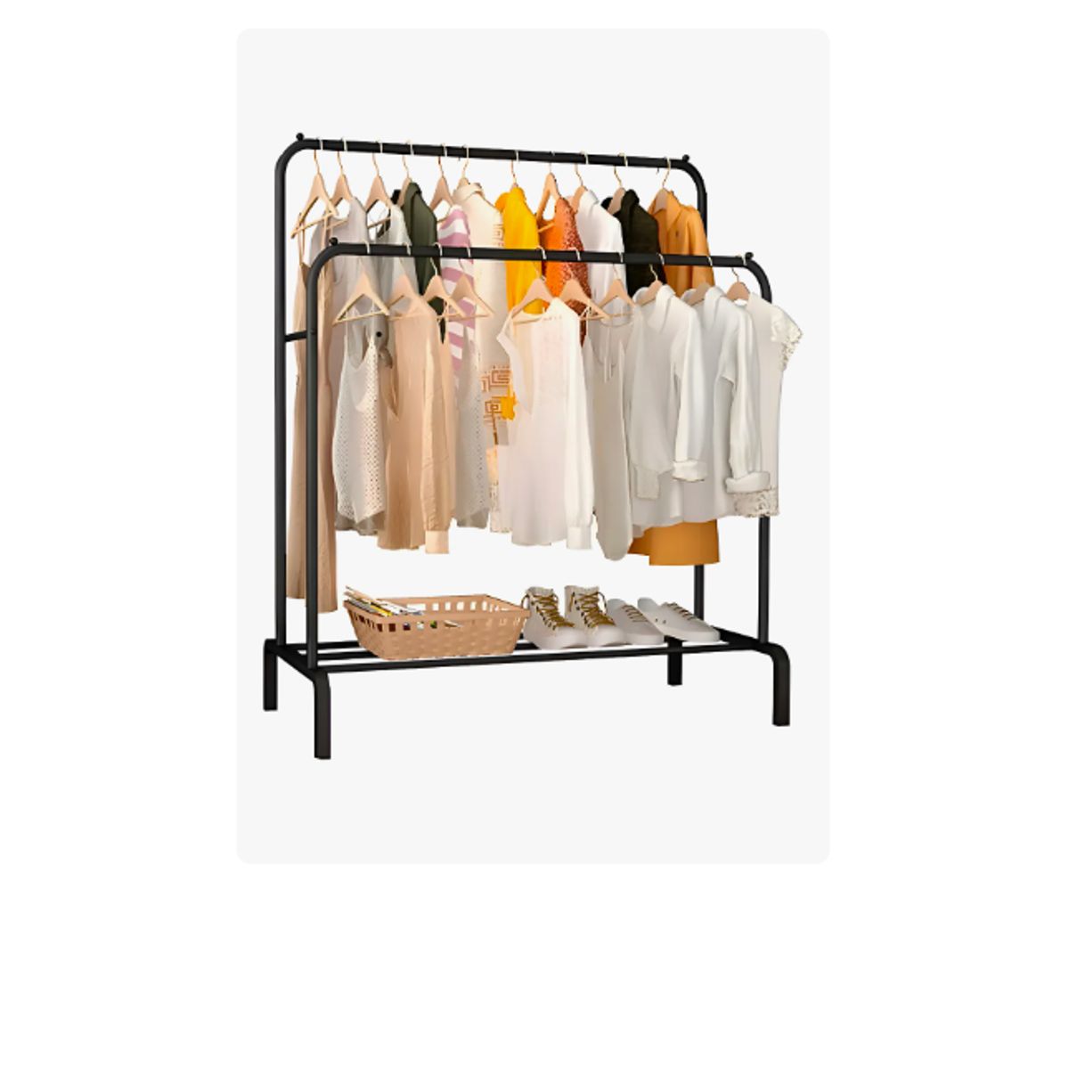 GENERICO - Perchero Metálico Doble Closet Exhibición Organizador Hogar Color Negro
