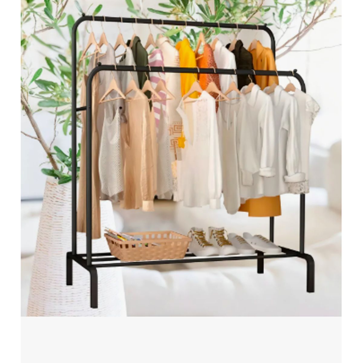 GENERICO - Perchero Metálico Doble Closet Exhibición Organizador Hogar Color Negro