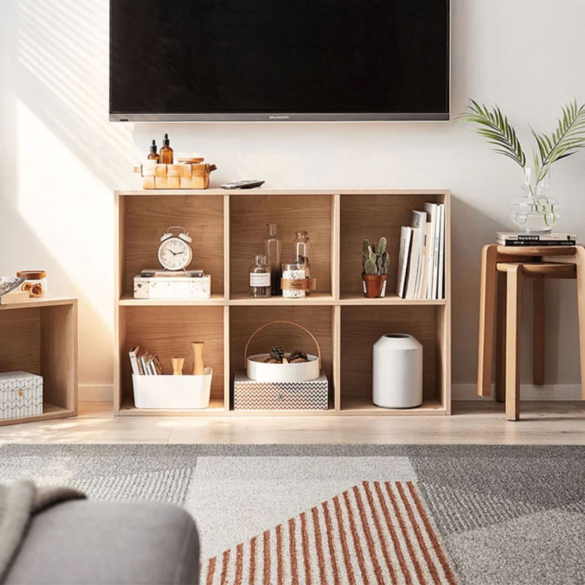 HABITA2 CHILE - Organizador Curry con canastos de mimbre sintético -Natural