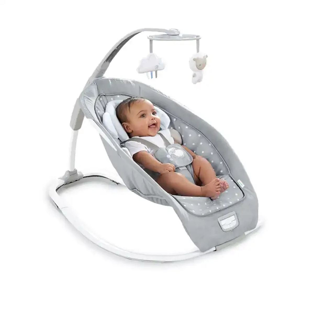 INGENUITY - Silla Rocker para bebé con musica y respaldo de peluche de oveja