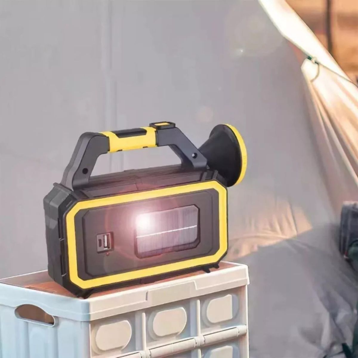 MOVI - Linterna recargable a Corriente con Panel Solar y Cargador Portátil