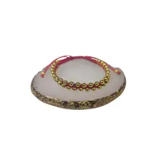GENERICO - Pulsera roja con balines en baño de oro18k para proteccion