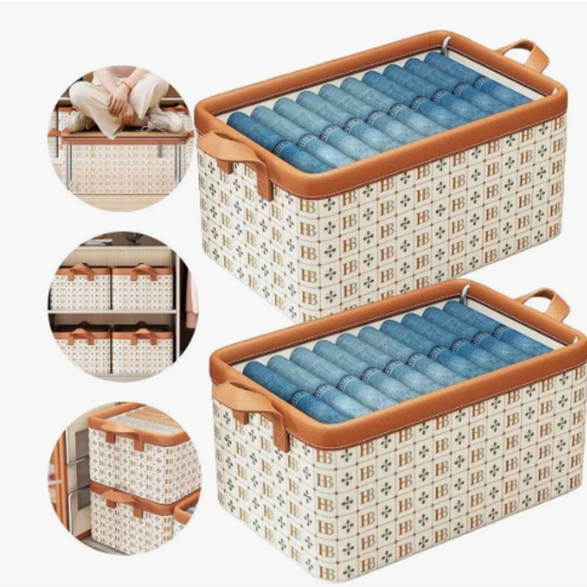 GENERICO - 2 Cajas Organizadoras Plegables Grandes Y Apilables De 48 Cm