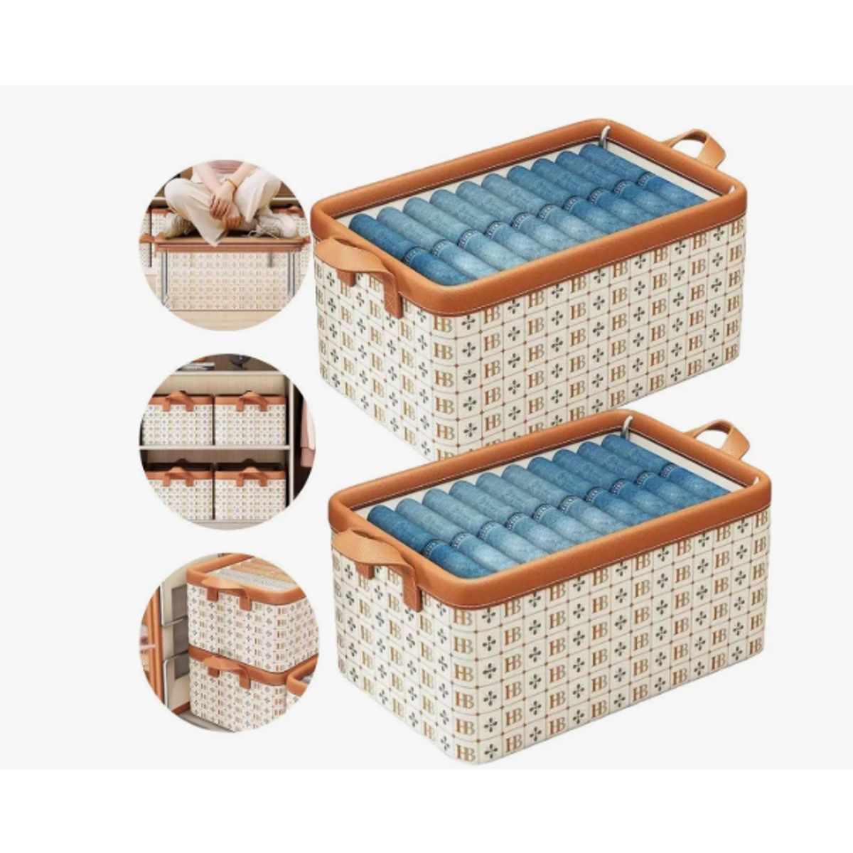 GENERICO - 2 Cajas Organizadoras Plegables Grandes Y Apilables De 48 Cm