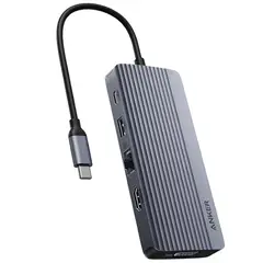 ANKER - USB-C Hub 10 en 1 Adaptador Multipuerto HDMI 4K VGA Ethernet PD 100W USB-A SD
