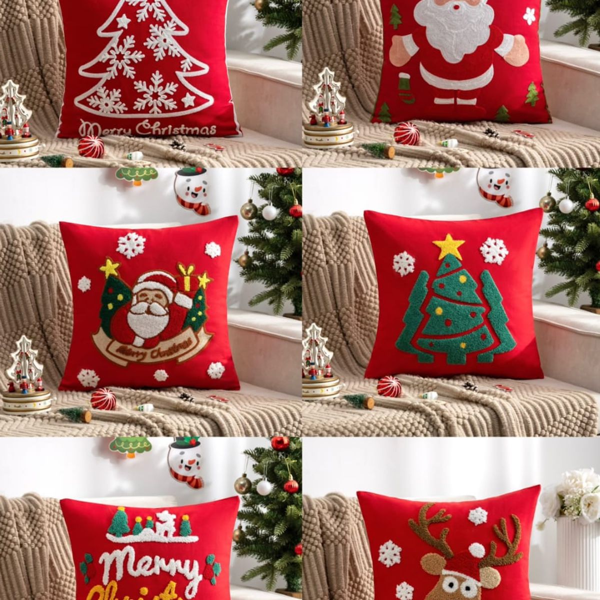 GENERICO - FUNDAS PARA COJIN DE NAVIDAD PACK 6