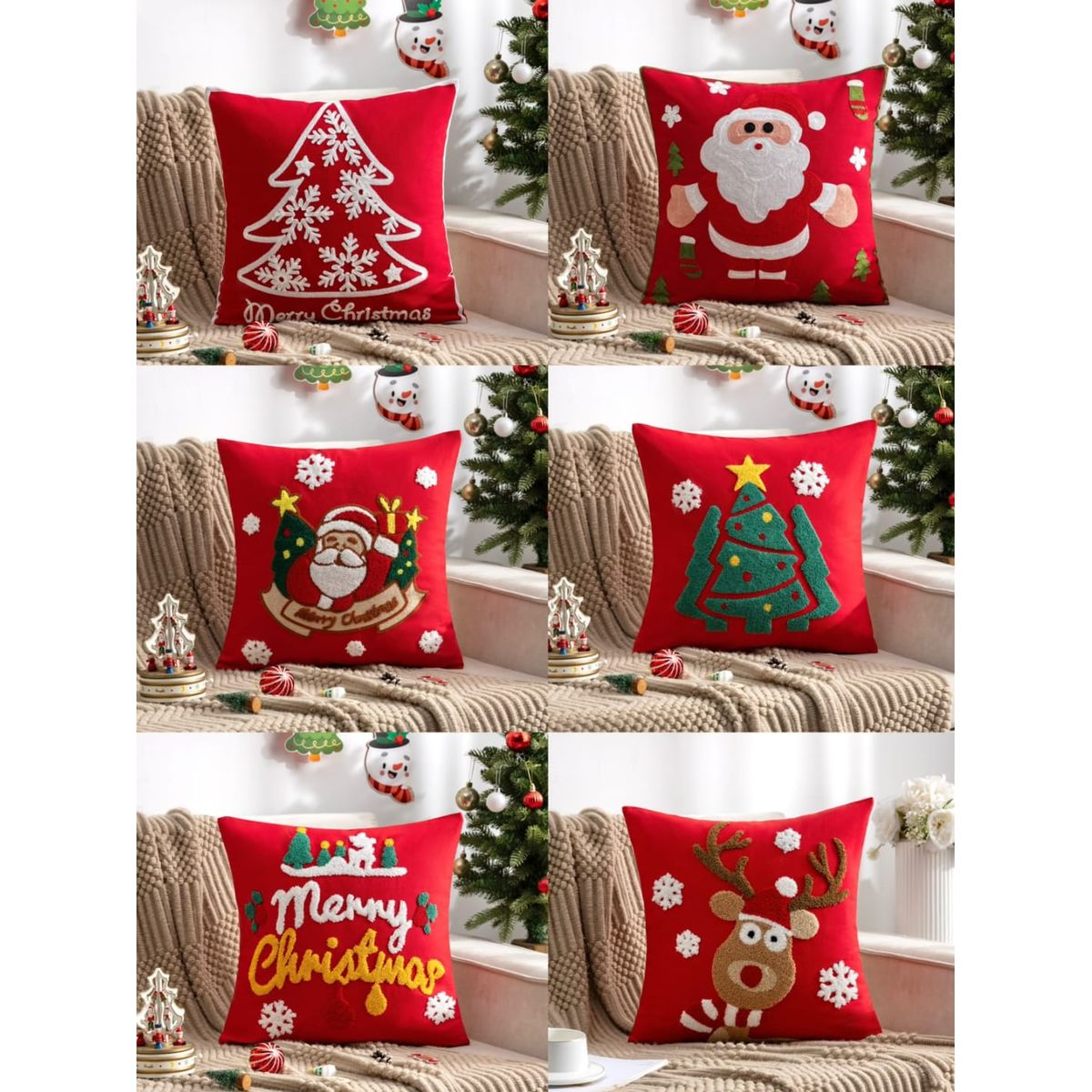 GENERICO - FUNDAS PARA COJIN DE NAVIDAD PACK 6