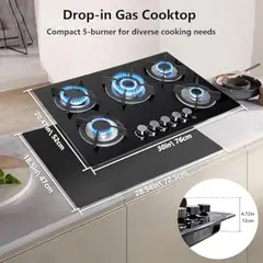 GENERICO - Anafe Con Alimentación A Gas Color Negro5 Hornallas Falatale