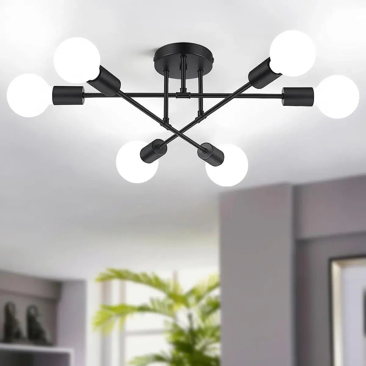 AIZO - Lámpara De Techo Colgante Iluminación Moderna Foco E27 negro